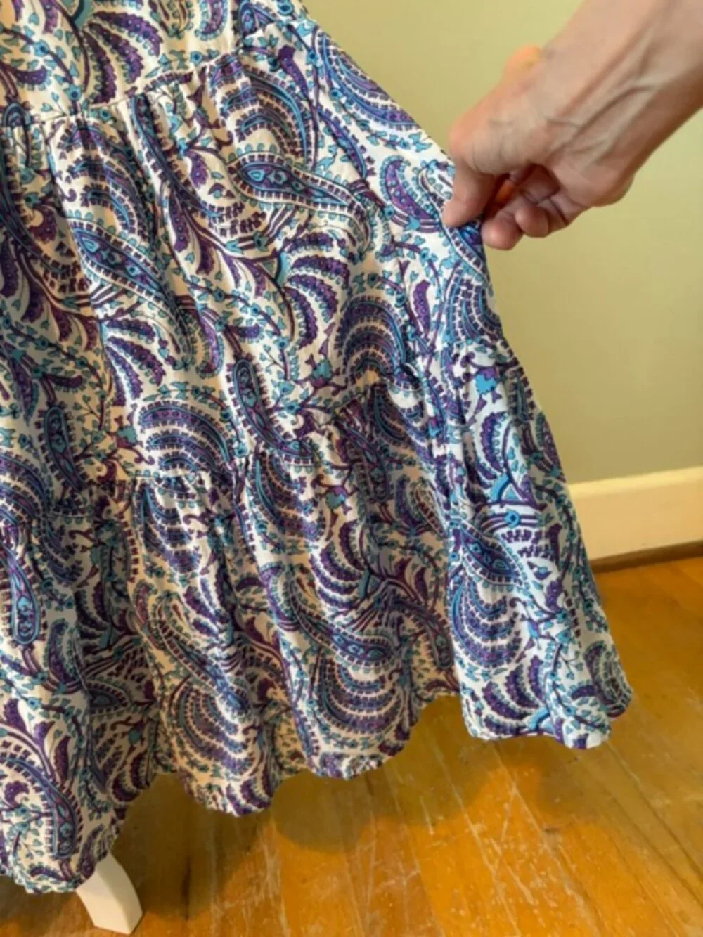 J. Crew Purple/Blue Paisley Print Tiered Cotton Voile Sleeveless Shift Dress Siz